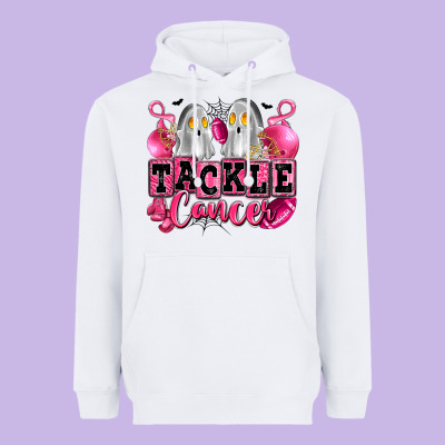Tackle Cancer With Ghosts Playing Football Heavyweight Hoodie Designed By Lillyallendesigns