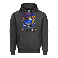 Charcoal Heather Western Fourth Of July Truck Zipper Hoodie - FaDigitalArtStudio