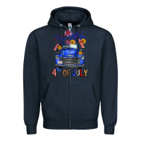 Navy Western Fourth Of July Truck Zipper Hoodie - FaDigitalArtStudio