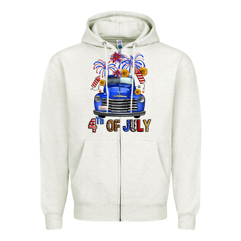 Western Fourth Of July Truck Zipper Hoodie by FaDigitalArtStudio | Teevron