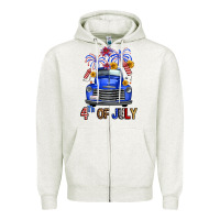 Oatmeal Heather Western Fourth Of July Truck Zipper Hoodie - FaDigitalArtStudio