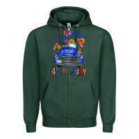 Sports Green Western Fourth Of July Truck Zipper Hoodie - FaDigitalArtStudio