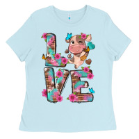 Baby Blue love little cute cow Ladies Tee - NancyCooperArtShop