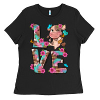 Black love little cute cow Ladies Tee - NancyCooperArtShop