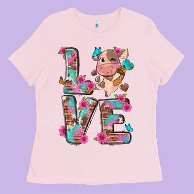 Love Little Cute Cow Ladies Tee Designed By Nancycooperartshop