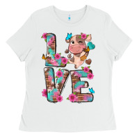 White love little cute cow Ladies Tee - NancyCooperArtShop