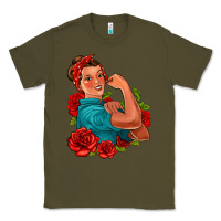 Army Green hispanic strong woman with roses Classic Tee - Jasminsmagicworld