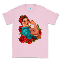 Bubblegum Pink hispanic strong woman with roses Classic Tee - Jasminsmagicworld