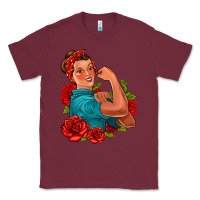 Burgundy hispanic strong woman with roses Classic Tee - Jasminsmagicworld