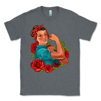 Charcoal Heather hispanic strong woman with roses Classic Tee - Jasminsmagicworld
