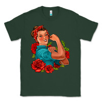 Sports Green hispanic strong woman with roses Classic Tee - Jasminsmagicworld