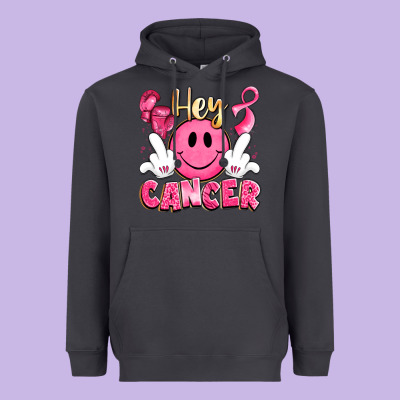 Hey Cancer With Middle Fingers Heavyweight Hoodie Designed By Lillyallendesigns