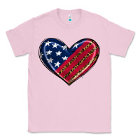 Bubblegum Pink leopard with american flag Classic Tee - RanaPortraitStore