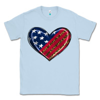 Dusty Blue leopard with american flag Classic Tee - RanaPortraitStore