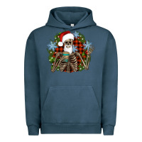Pigment Midnight Navy Santa skeleton christmas Urban Hoodie - Artiststas