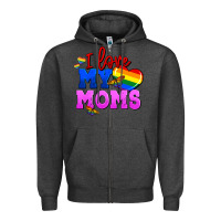 Charcoal Heather I love my moms Zipper Hoodie - FaDigitalArtStudio