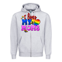 Heather Grey I love my moms Zipper Hoodie - FaDigitalArtStudio