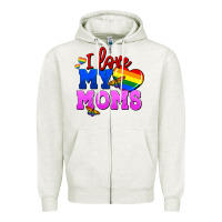 Oatmeal Heather I love my moms Zipper Hoodie - FaDigitalArtStudio