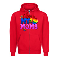 Red I love my moms Zipper Hoodie - FaDigitalArtStudio