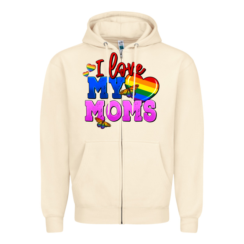 I Love My Moms Zipper Hoodie by FaDigitalArtStudio | Teevron
