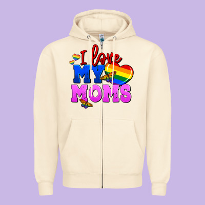 I Love My Moms Zipper Hoodie Designed By Fadigitalartstudio