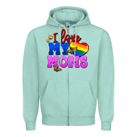 Seafoam I love my moms Zipper Hoodie - FaDigitalArtStudio