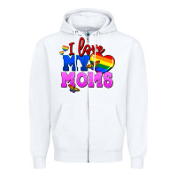 White I love my moms Zipper Hoodie - FaDigitalArtStudio