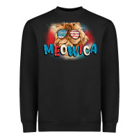 Black meowica 4th of july Heavyweight Sweatshirt - CowGirlArtShop