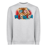 Heather Grey meowica 4th of july Heavyweight Sweatshirt - CowGirlArtShop