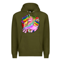 Army Green Pride unicorn Premium Hoodie - FaDigitalArtStudio