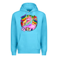 Ocean Blue Pride unicorn Premium Hoodie - FaDigitalArtStudio
