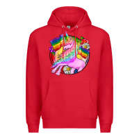 Red Pride unicorn Premium Hoodie - FaDigitalArtStudio