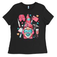 Black nurse with heart Ladies Tee - NancyCooperArtShop