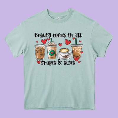 Beauty Comes In All Shapes And Sizes Coffee Heavy Core Tee Designed By Maliassmallbusiness
