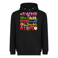 Black a Teacher Takes a Hand Opens a mind and Touches A Heavyweight Hoodie - CowhideDigitalArt