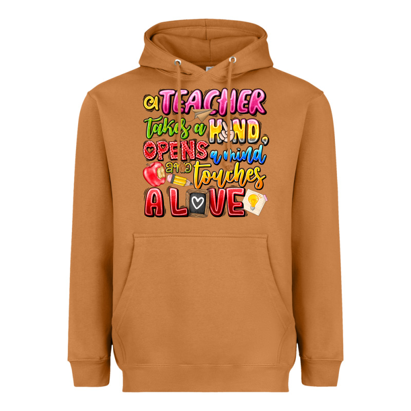 A Teacher Takes A Hand Opens A Mind And Touches A Heavyweight Hoodie by CowhideDigitalArt | Teevron