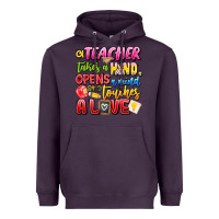 Plum a Teacher Takes a Hand Opens a mind and Touches A Heavyweight Hoodie - CowhideDigitalArt