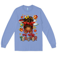 Colony Blue one merry teacher afro messy bun Long Sleeve Tee - texasbilliewilder