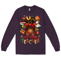 Plum one merry teacher afro messy bun Long Sleeve Tee - texasbilliewilder