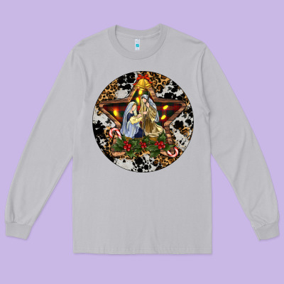 Oh Holy Night Christmas Long Sleeve Tee Designed By Ranaportraitstore