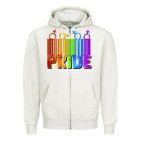 Oatmeal Heather Pride Barcode Zipper Hoodie - FaDigitalArtStudio