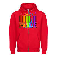 Red Pride Barcode Zipper Hoodie - FaDigitalArtStudio