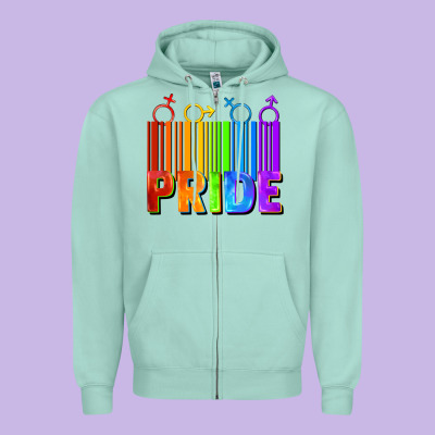 Pride Barcode Zipper Hoodie Designed By Fadigitalartstudio