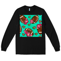 Black American Football roses and hearts Long Sleeve Tee - NancyCooperArtShop