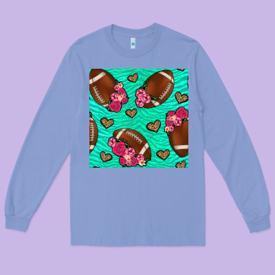 American Football Roses And Hearts Long Sleeve Tee Designed By Nancycooperartshop