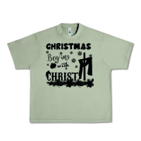 Oil Green Christmas Begins With Christ Urban Heavy Tee - Bettercallsaul