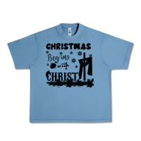 Pebble Blue Christmas Begins With Christ Urban Heavy Tee - Bettercallsaul
