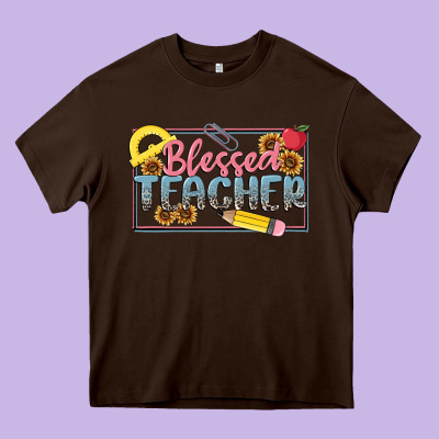 Blessed Teacher Heavy Core Tee Designed By Maliassmallbusiness