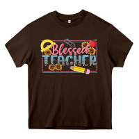 Chocolate Brown blessed teacher Heavy Core Tee - MaliasSmallBusiness