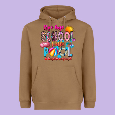Bye Bye School Hello Pool Teacher  Squad Heavyweight Hoodie Designed By Cowhidedigitalart
